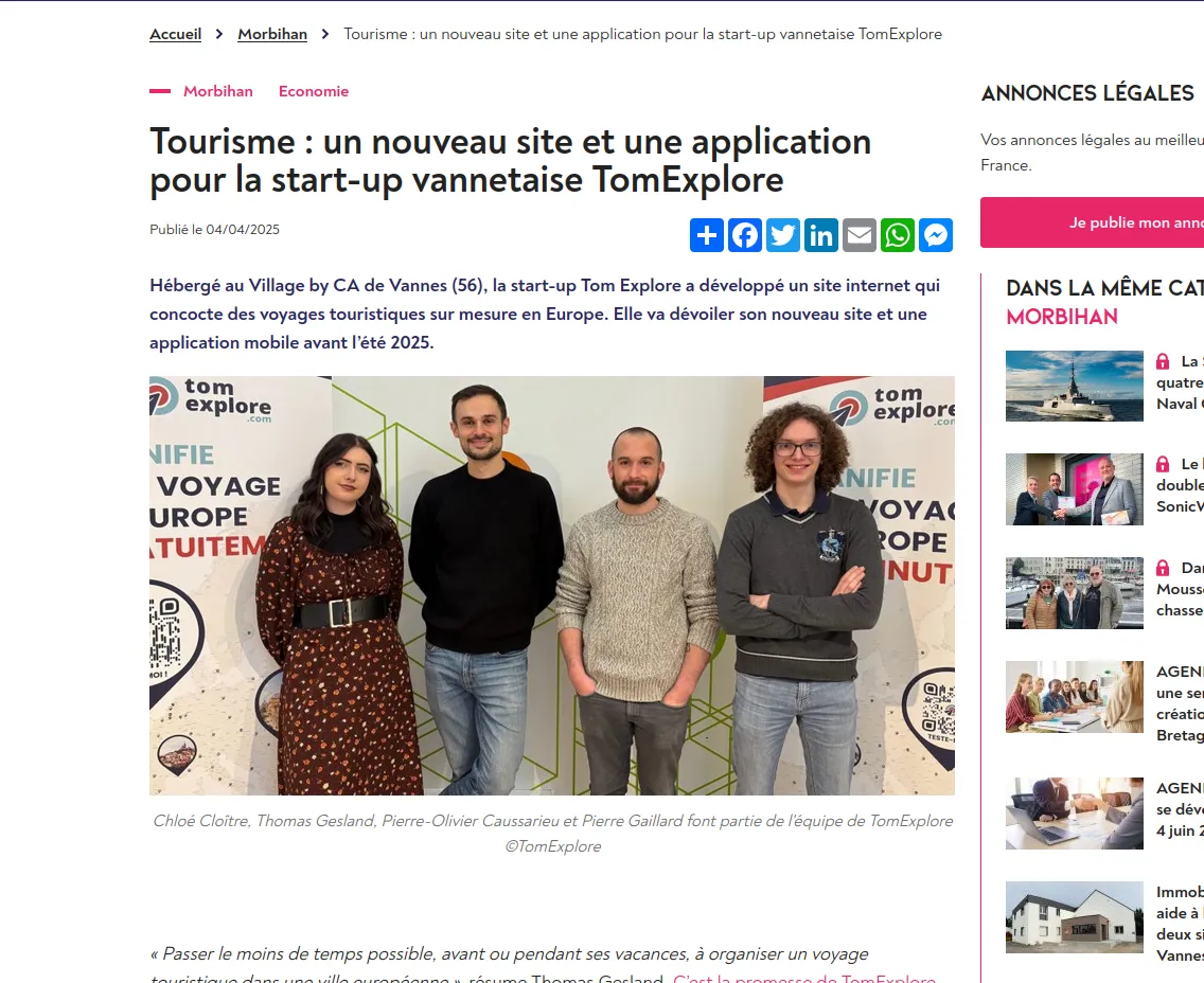 Screenshot of the article published by 7 Jours